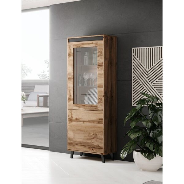 Cama Meble Witryna NORD 60x38x182,5 dąb wotan/antracyt