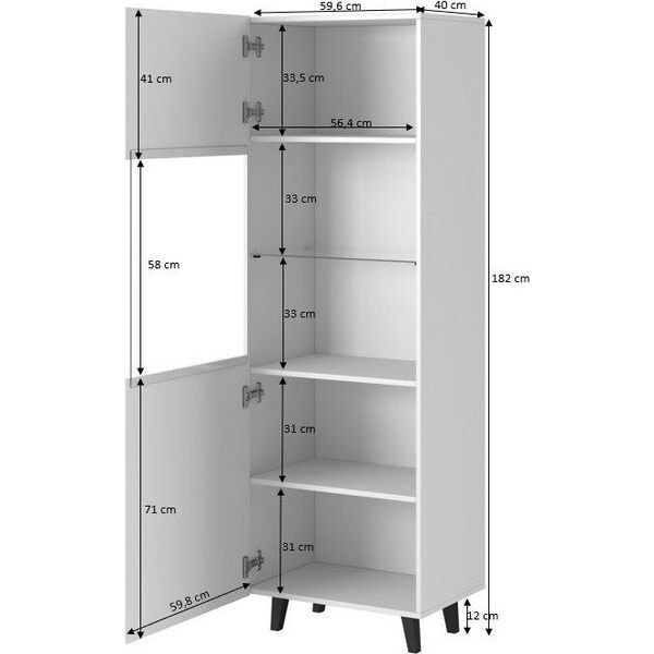 Cama Meble Witryna PAFOS 60x40x182 biały mat