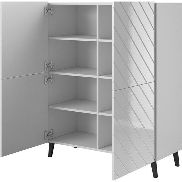 Cama Meble Regał ABETO 100,5x40xH121,5 biały/biały połysk