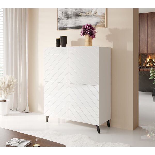 Cama Meble Regał ABETO 100,5x40xH121,5 biały/biały połysk
