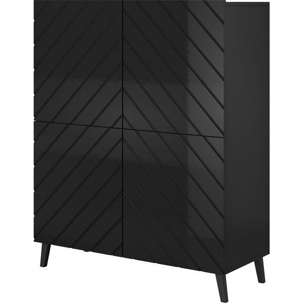 Cama Meble Regał ABETO 100,5x40xH121,5 czarny/czarny połysk