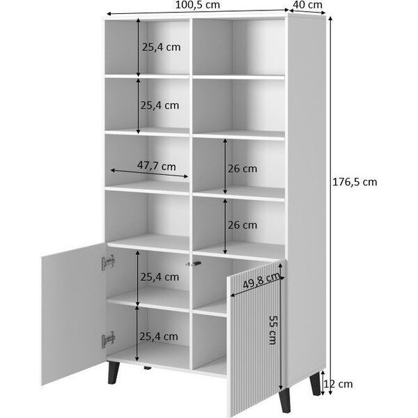 Cama Meble Regał PAFOS 100x40xH176,5 biały mat