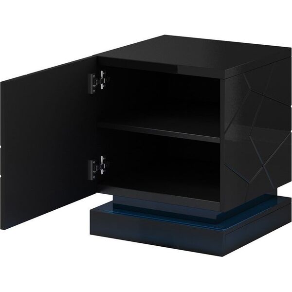 Cama Meble Szafka nocna QIU 2szt. 46x41,5xH53 czarny połysk/czarny połysk