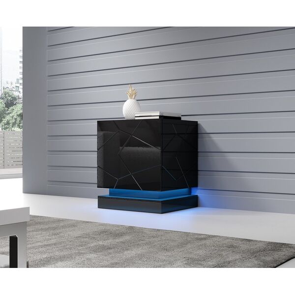 Cama Meble Szafka nocna QIU 2szt. 46x41,5xH53 czarny połysk/czarny połysk