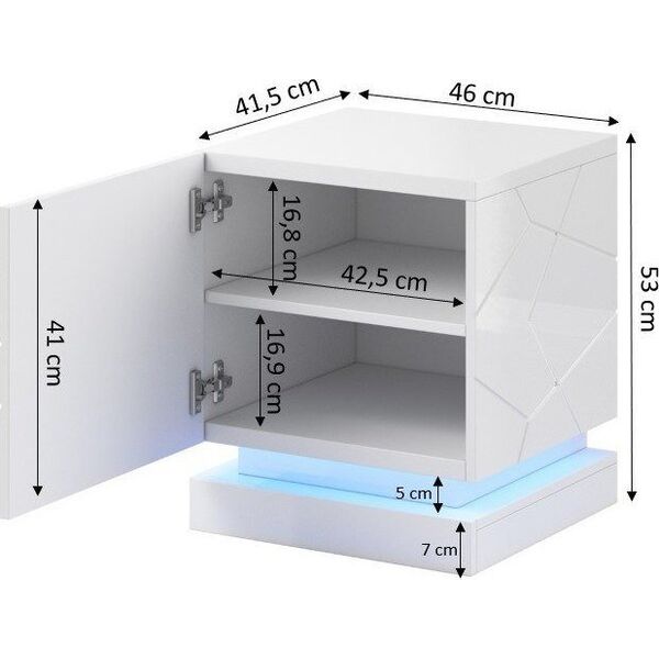 Cama Meble Szafka nocna QIU 2szt. 46x41,5xH53 czarny połysk/czarny połysk