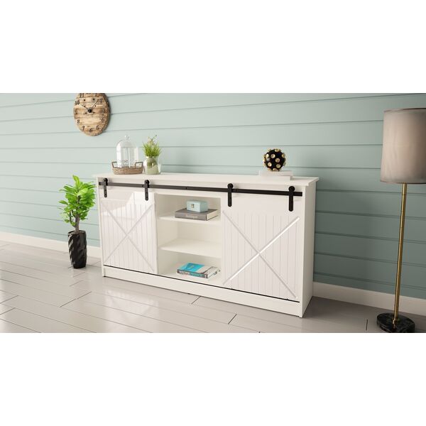 Cama Meble Komoda 160x80x35 GRANERO biały/biały połysk