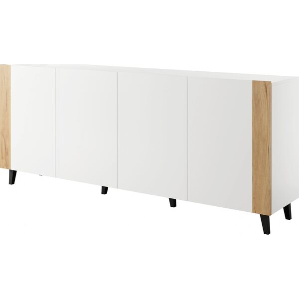 Cama Meble Komoda FARO 200x42x82 biały mat + dąb craft