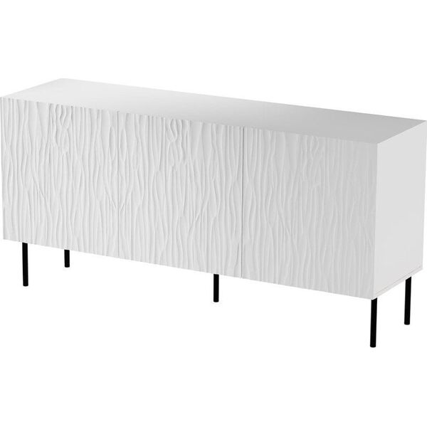 Cama Meble Komoda JUNGLE 152x40,5x74,5 biały mat + czarne nóżki