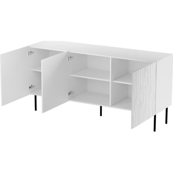 Cama Meble Komoda JUNGLE 152x40,5x74,5 biały mat + czarne nóżki