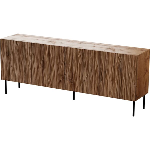 Cama Meble Komoda JUNGLE 190x40,5x74,5 dąb wotan + czarne nóżki
