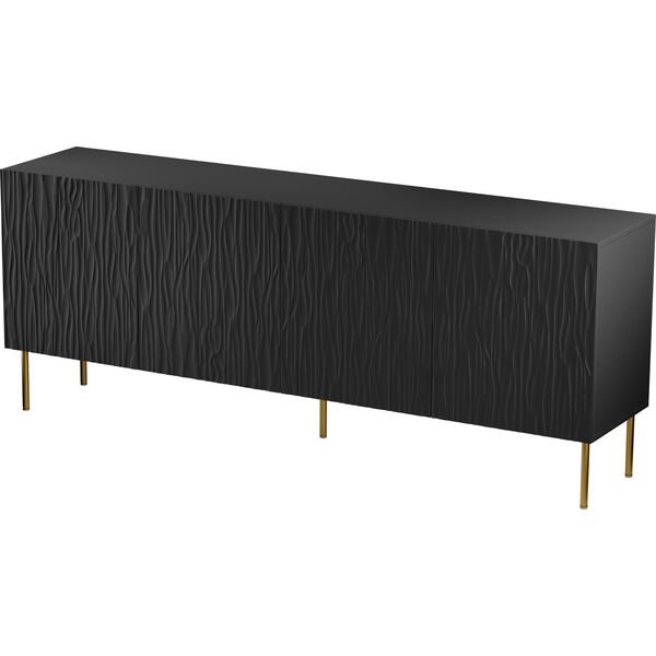 Cama Meble Komoda JUNGLE 190x40,5x74,5 czarny mat + złote nóżki