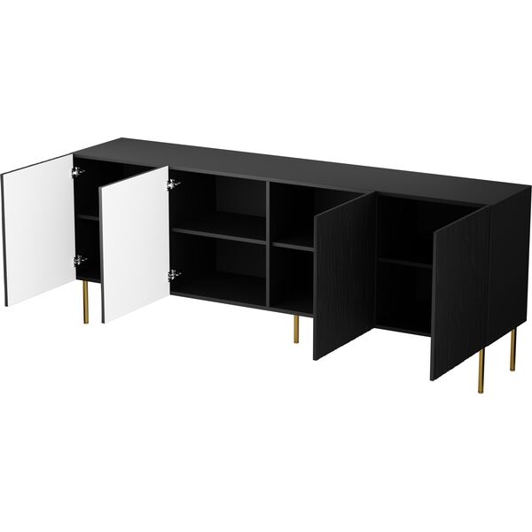 Cama Meble Komoda JUNGLE 190x40,5x74,5 czarny mat + złote nóżki
