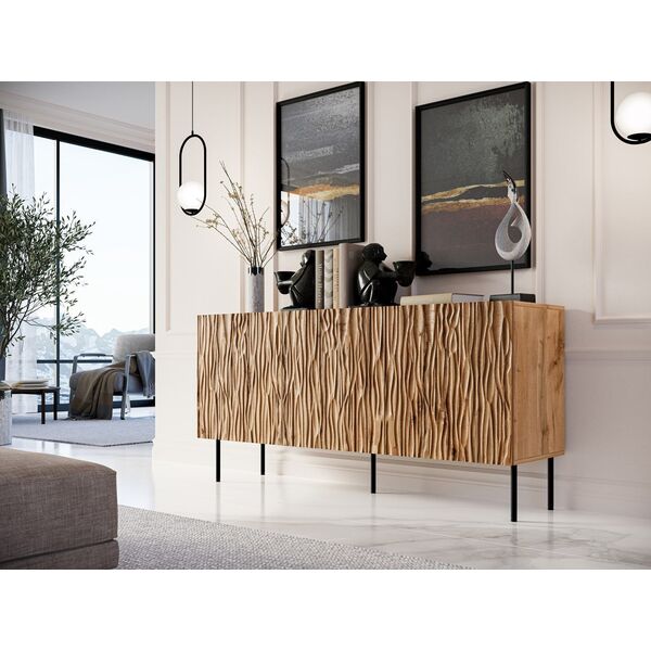 Cama Meble Komoda JUNGLE 152x40,5x74,5 dąb wotan + czarne nóżki