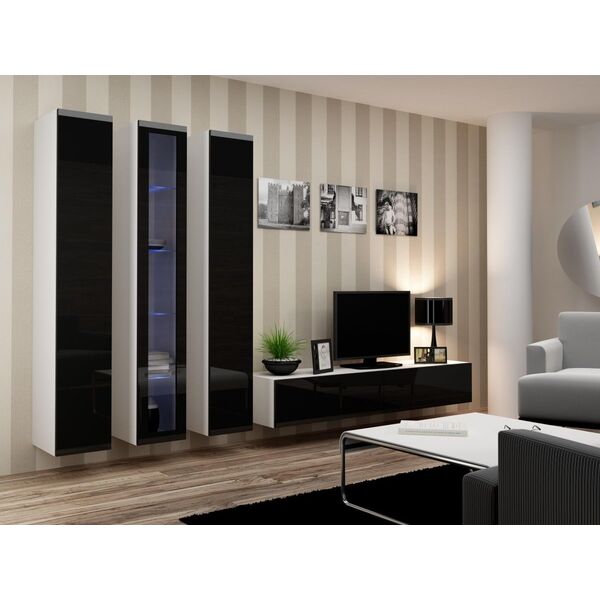 Cama Meble Witryna VIGO szkło'180' 180/40/30 biały/czarny poł