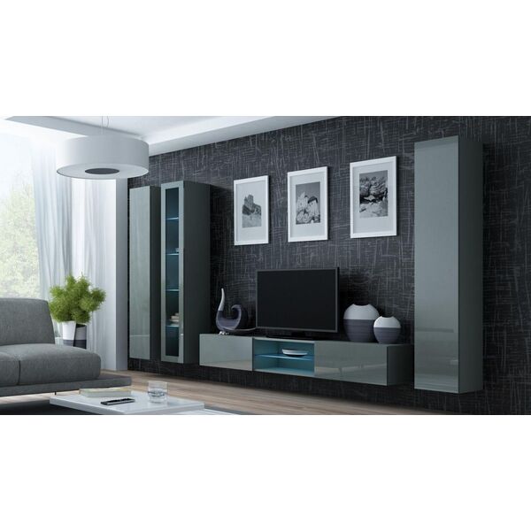 Cama Meble Witryna VIGO szkło'180' 180/40/30 szary/szary poł