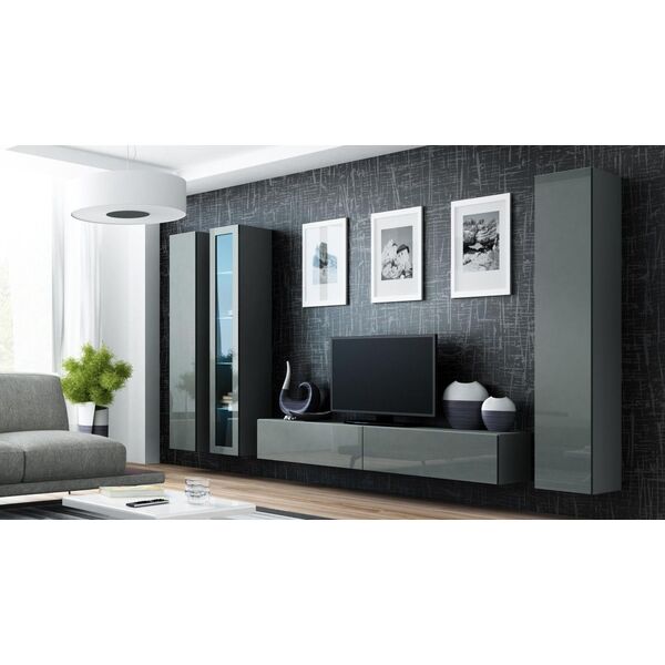 Cama Meble Witryna VIGO szkło'180' 180/40/30 szary/szary poł