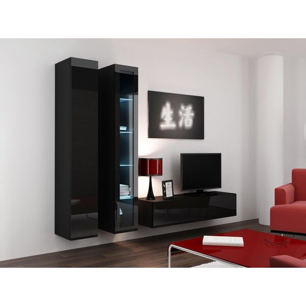 Cama Meble Witryna VIGO szkło'180' 180/40/30 czarny/czarny poł