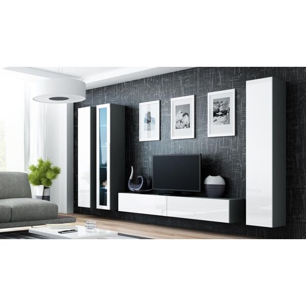 Cama Meble Witryna VIGO szkło'180' 180/40/30 szary/biały poł