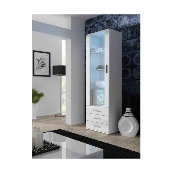 Cama Meble Witryna SOHO S1 biały/ biały połysk