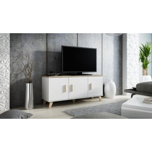 Cama Meble Komoda LOTTA 150 3D biały+ dąb sonoma