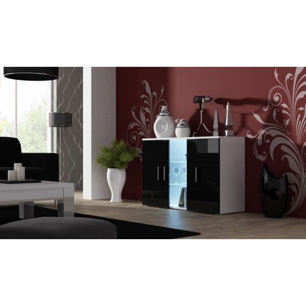 Cama Meble Komoda 120cm SOHO S7 biały/ czarny połysk