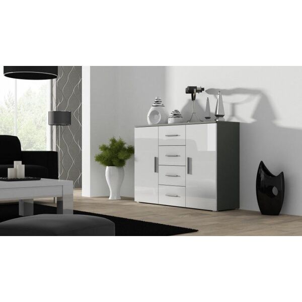 Cama Meble Komoda UNI szary/ biały połysk