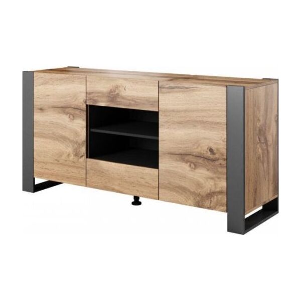 Cama Meble Komoda WOOD 164/44/80 dąb wotan + antracyt