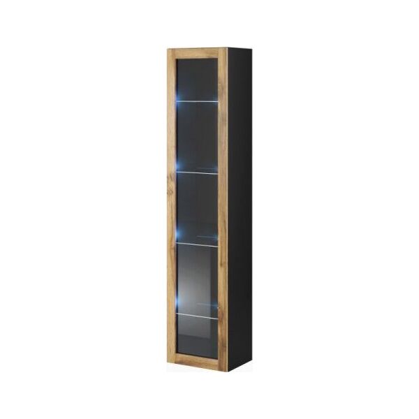 Cama Meble Witryna VIGO szkło'180' 180/40/30 czarny/dąb wotan
