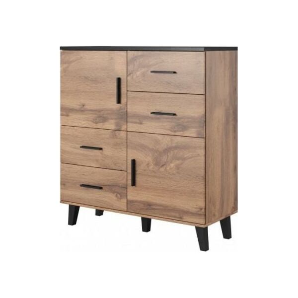 Cama Meble Komoda LOTTA 110 2D4S wotan + czarny mat
