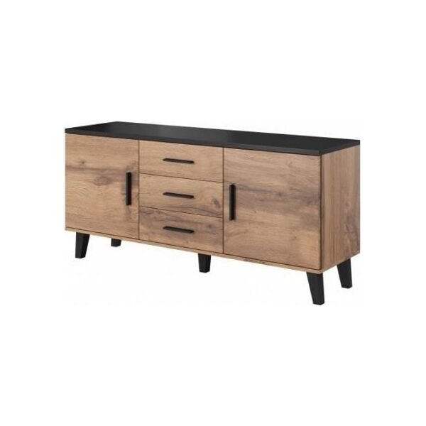 Cama Meble Komoda LOTTA 150 2D3S wotan + czarny mat