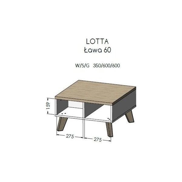 Cama Meble Ława LOTTA 60 wotan + czarny mat