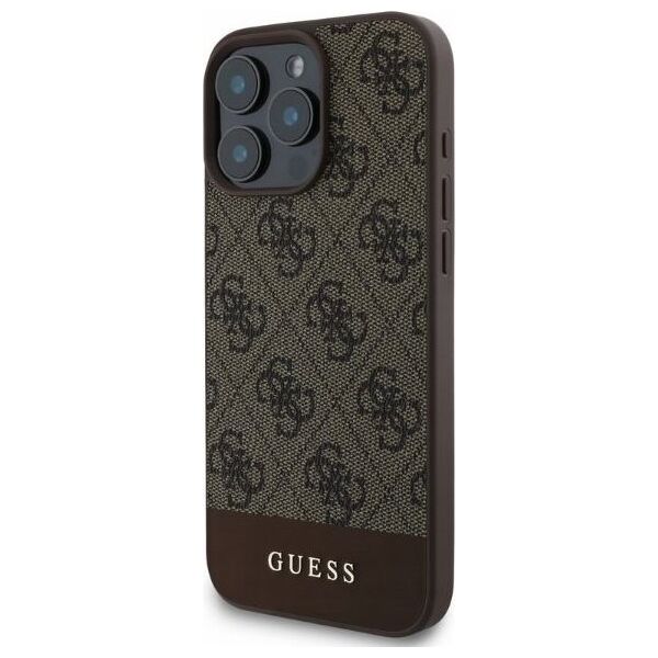 Guess GUESS futerał do IPHONE 16 Pro Max GUHCP16XG4GLBR (PC/TPU 4G PU Bottom Stripe) brązowy