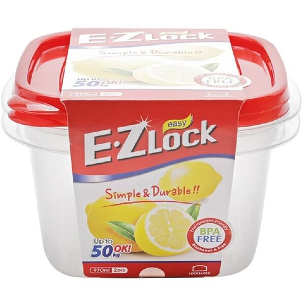 Σετ δοχείων τροφίμων 2 τεμ. E.Z Lock 970ml / τετράγωνο 8803733008952