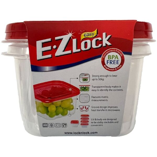 Σετ δοχείων τροφίμων 2 τεμ. E.Z Lock 970ml / τετράγωνο 8803733008952