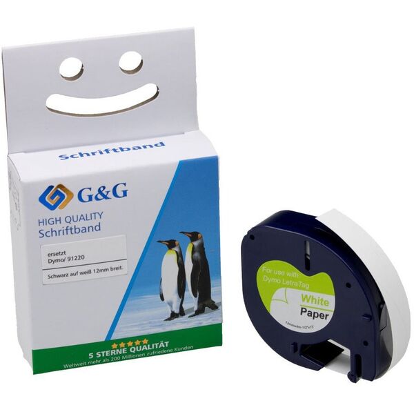 Ταινία εκτύπωσης G&G 12mm x 4m μαύρο-λευκό συμβατό με Dymo S0721520/ 91220