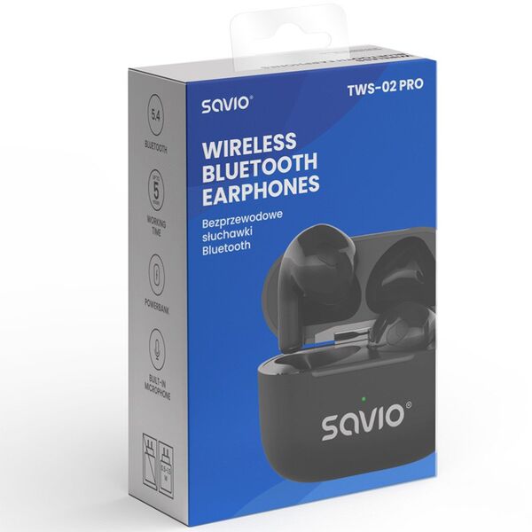 Ακουστικά με μικρόφωνο Savio TWS-02 PRO ασύρματα Bluetooth