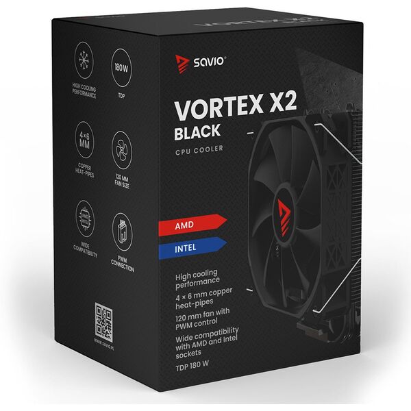 SAVIO VORTEX X2 BLACK Chłodzenie CPU
