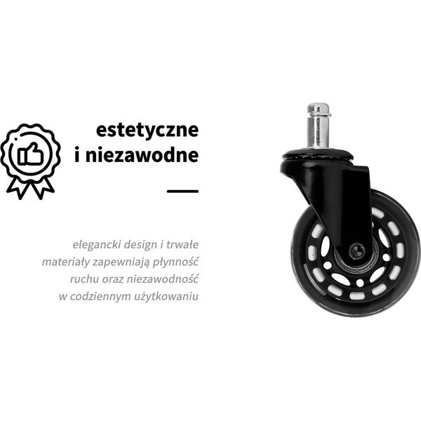 Kółko do taboretu Roll Speed czarne na wcisk zestaw 5 sztuk