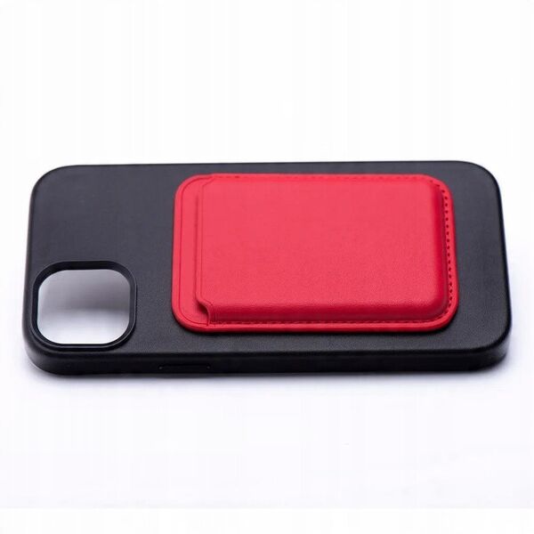 Portfel magnetyczny na karty LEATHER MAG WALLET kompatybilny z MagSafe czerwony