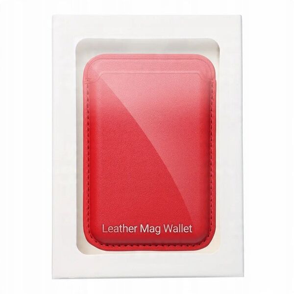Portfel magnetyczny na karty LEATHER MAG WALLET kompatybilny z MagSafe czerwony