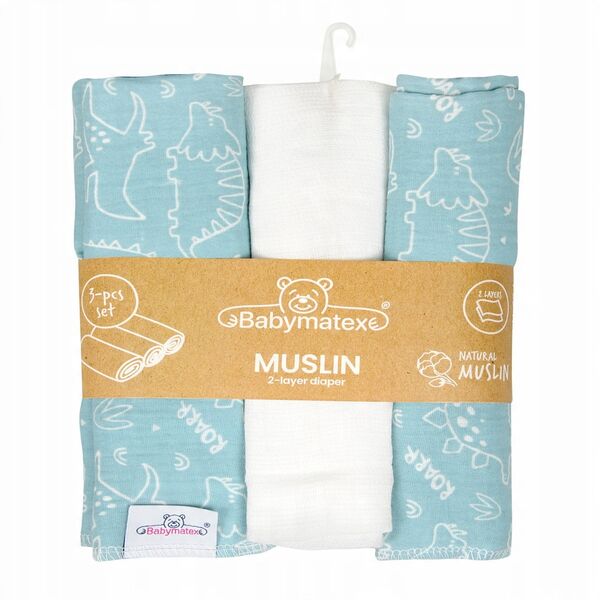 Pielucha MUSLIN DESIGN druk 3 pak, roz. 70x80