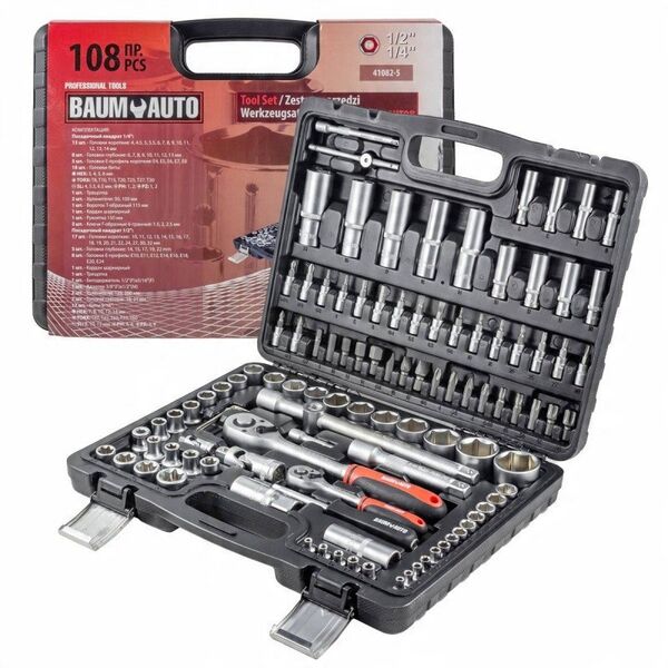 Zestaw narzędzi 108el. 1/4" & 1/2" (6-kątnych)(4-32mm)