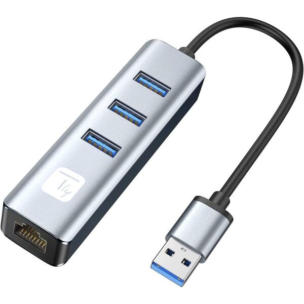 Karta sieciowa/adapter USB 3.0 na RJ45 Gigabit, hub 3x USB-A
