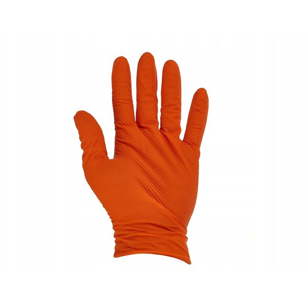 Rękawice nitrylowe SOLID GRIP 50szt.  r. S pomarańczowe (10)