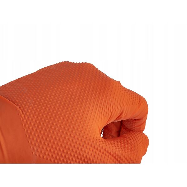 Rękawice nitrylowe SOLID GRIP 50szt.  r. S pomarańczowe (10)