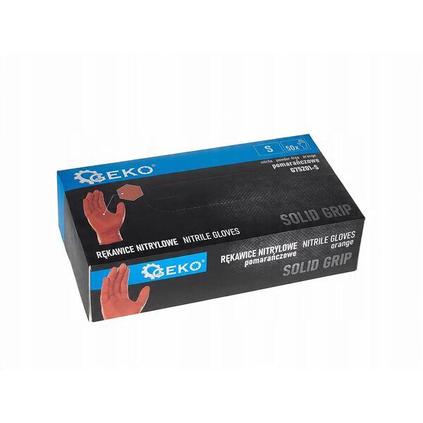 Rękawice nitrylowe SOLID GRIP 50szt.  r. S pomarańczowe (10)