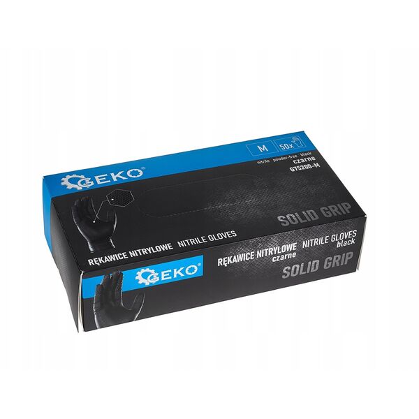 Rękawice nitrylowe SOLID GRIP 50szt. r. M czarne (10)