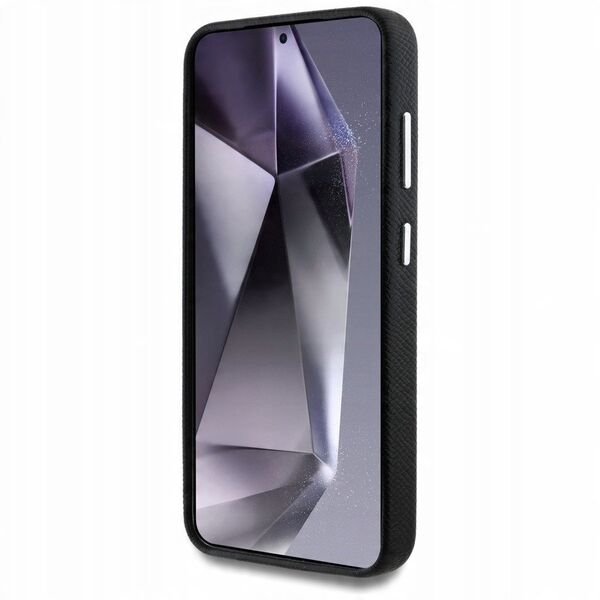 Case Guess Grained Triangle Logo MagSafe for Samsung Galaxy S25 black