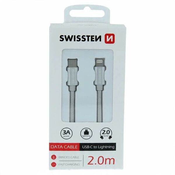 Swissten Textile Universal Quick Charge 3.1 USB-C to Lightning Data and Charging Cable 2m