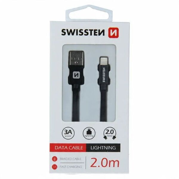 Swissten Textile Fast Charge 3A Lightning Data and Charging Cable 2m